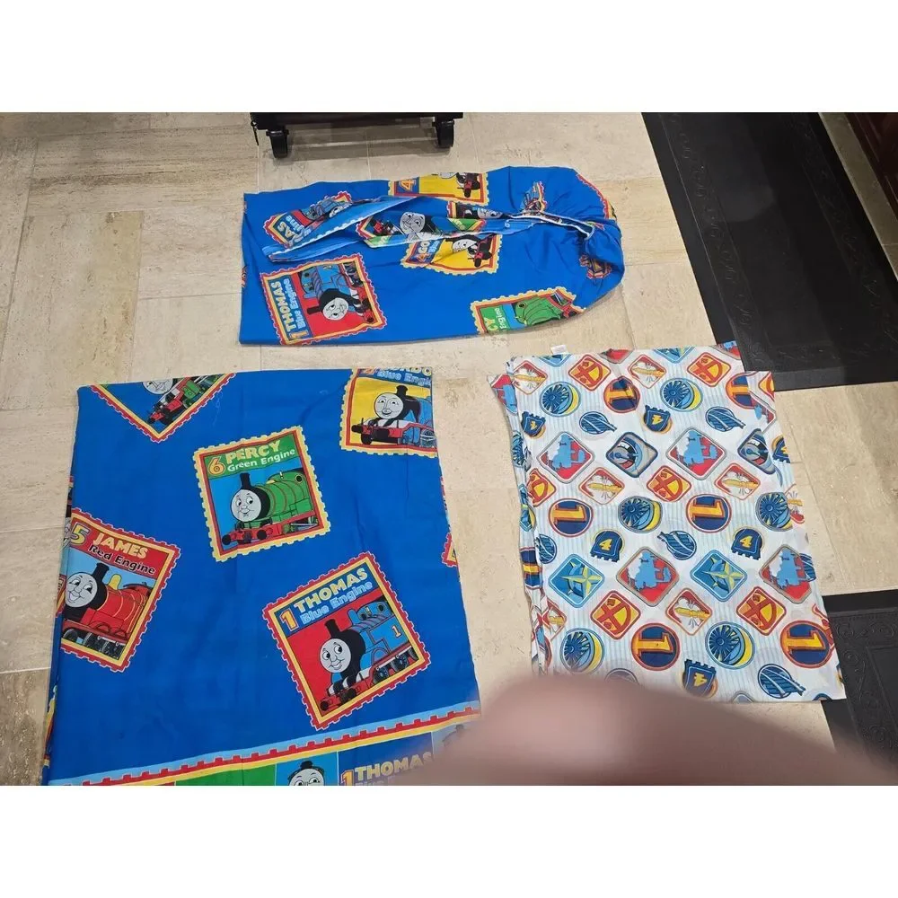 Lot of 3 Thomas‎ and Friends Twin Fitted Flat Sheet Lot Dan River Vtg Blue White